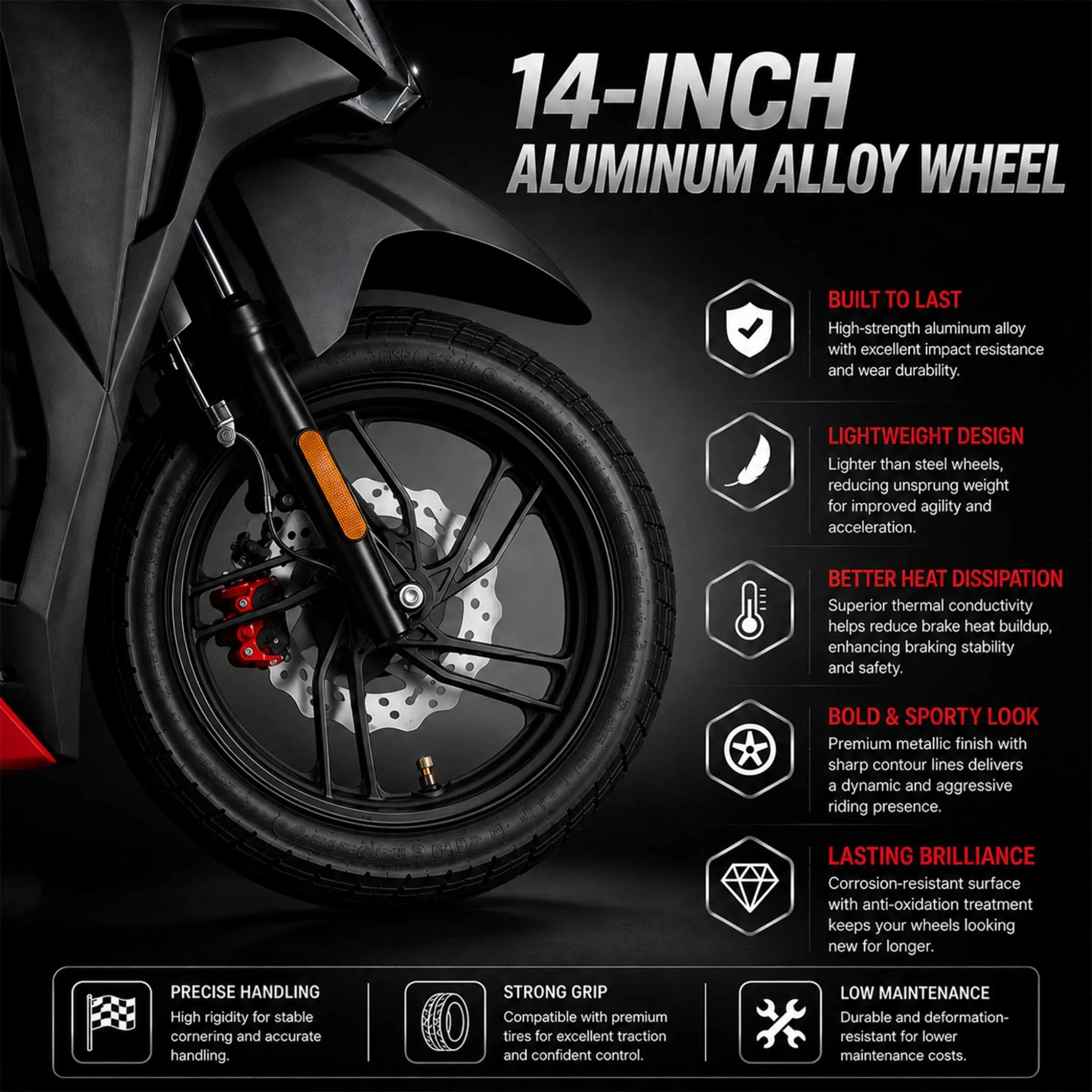 Free Shipping! X-PRO Capri 150cc Moped Scooter with 14in Aluminum Wheels, Electric/Kick Start! Large LED Lights! - Image 4