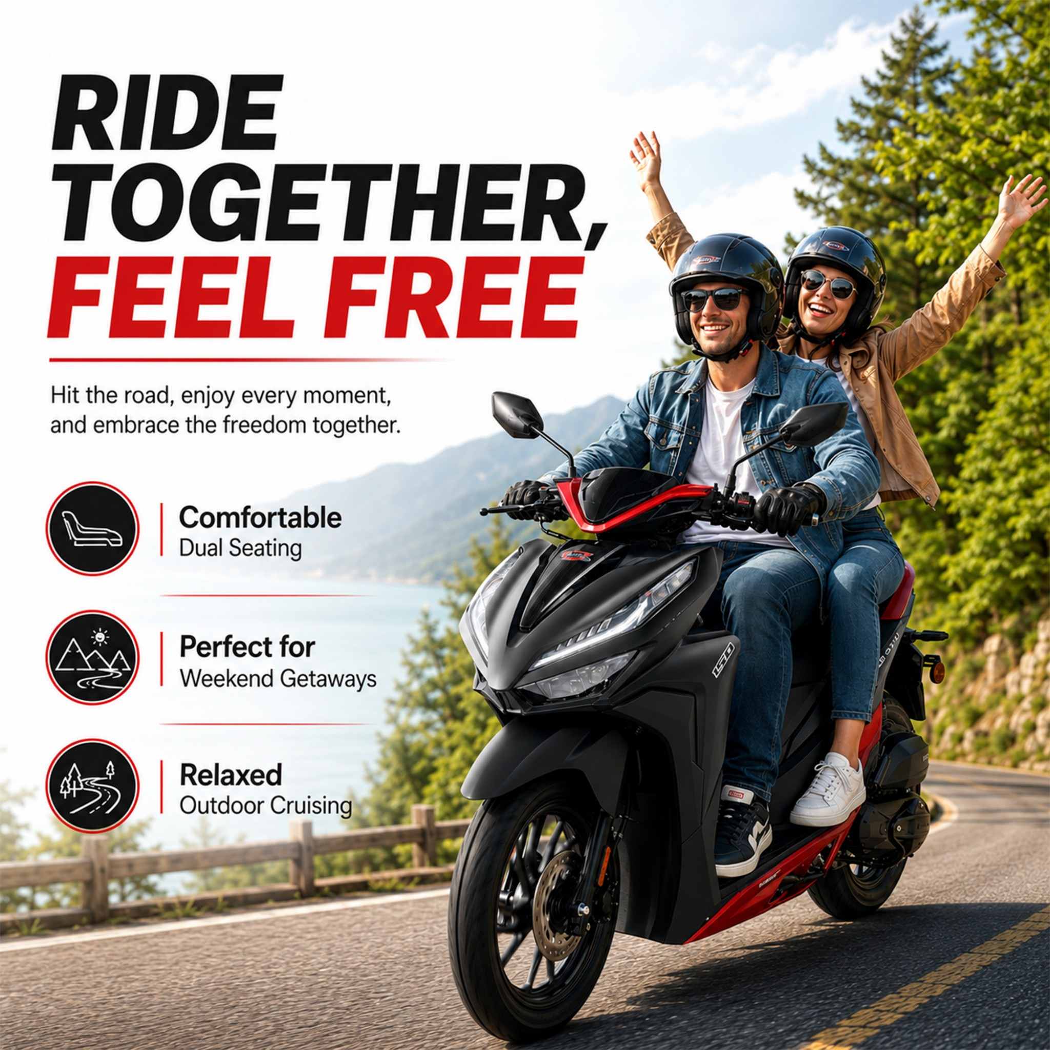 Free Shipping! X-PRO Capri 150cc Moped Scooter with 14in Aluminum Wheels, Electric/Kick Start! Large LED Lights! - Image 6