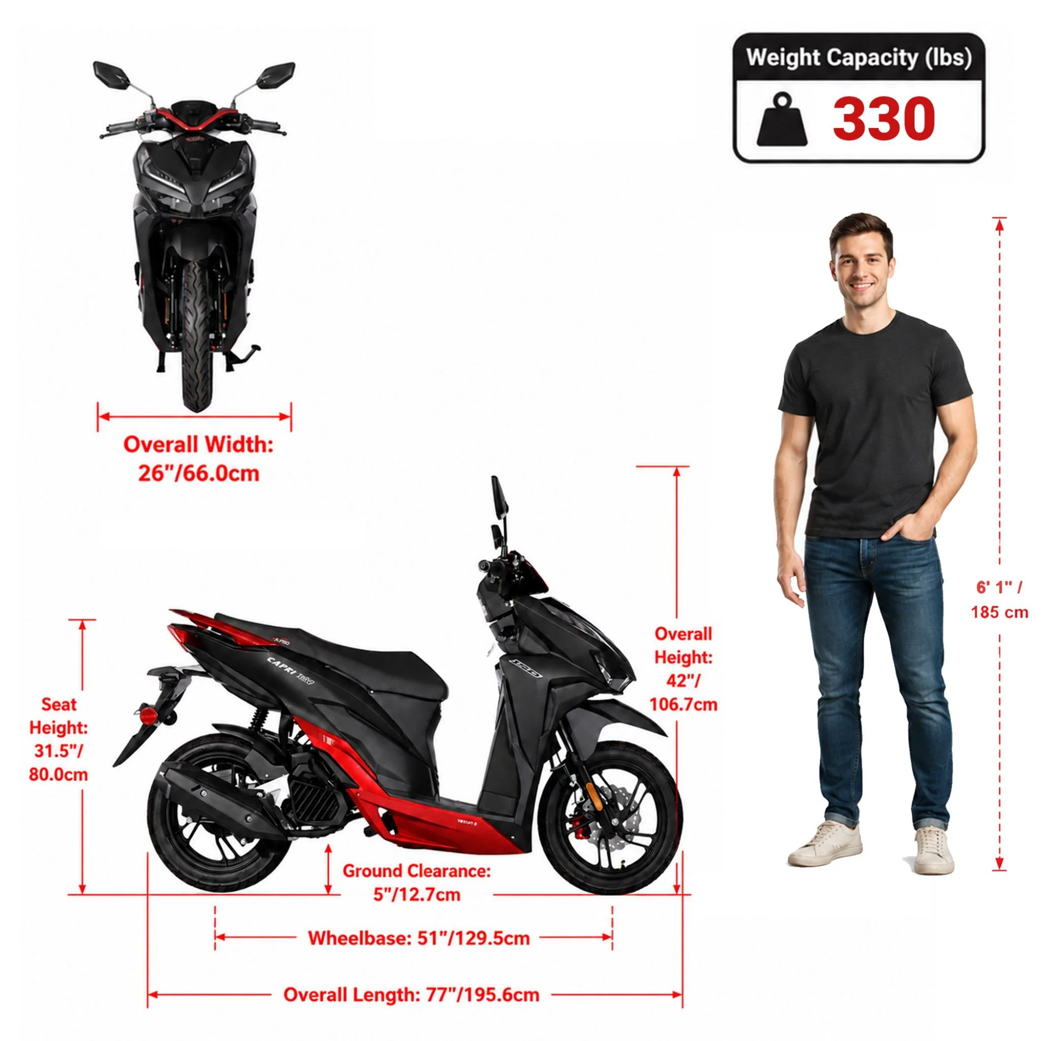 Free Shipping! X-PRO Capri 150cc Moped Scooter with 14in Aluminum Wheels, Electric/Kick Start! Large LED Lights! - Image 8